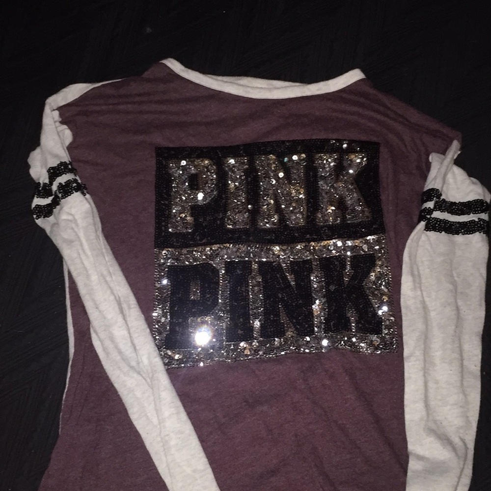 VS PINK- long sleeve shirt- burgundy&sequence